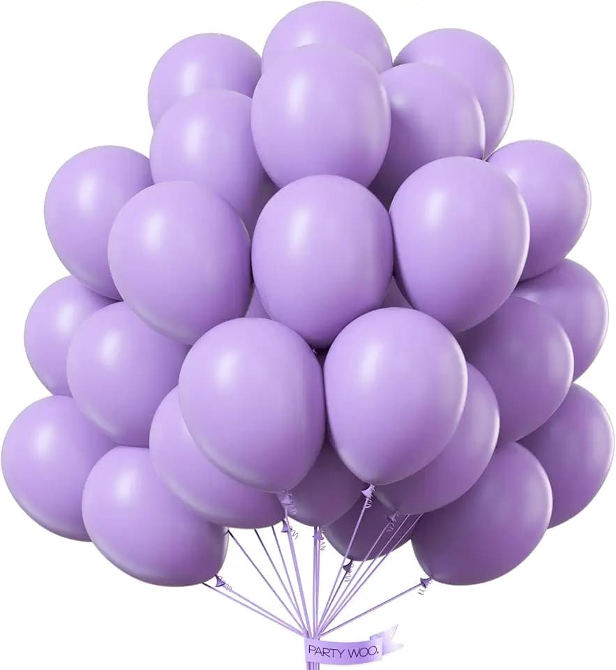 PartyWoo Lavender Balloons 101pcs Light Pastel Purple Lilac Purple Color