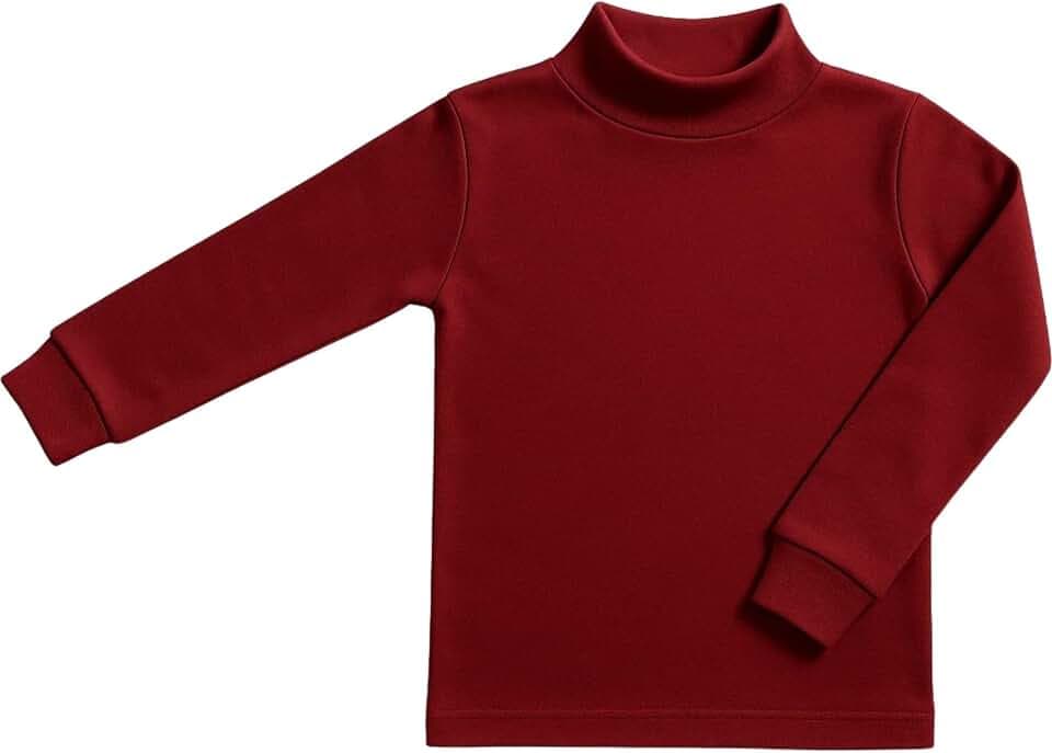 BABIDU Unisex Kinder Halbhochhals-Halbrollkragen-Unterhemd, Unisex Jungen und Mädchen Unterwäsche von 2 bis 16 Jahren, Langarm-Unterhemd aus Baumwolle und Polyester, Thermo-Plüschstoff