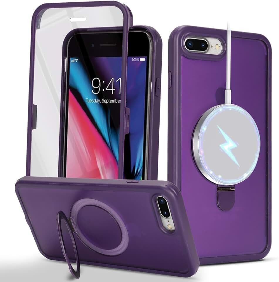 for iPhone 7 Plus/8 Plus Case with Screen Protector,Dark Purple
