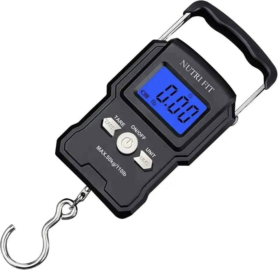 NUTRI FIT Digitale Gepäckwaage mit Haken Kofferwaage, 50kg/110lb, Schwarz
