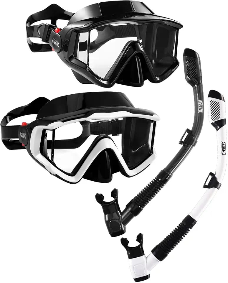 Aegend Snorkeling Gear for Adult Kid - Anti-Fog Mask with Top Dry Valve