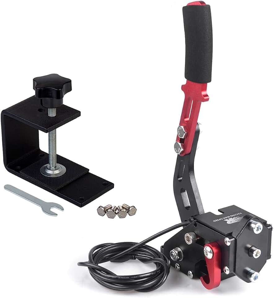 ZHSYMX USB Handbrake for 16Bit SIM PC Racing Games, Compatible with G27 G29 G920 G923 T500 T300 Simulate Linear Handbrake With Fixing Clip（Only PC System） Black