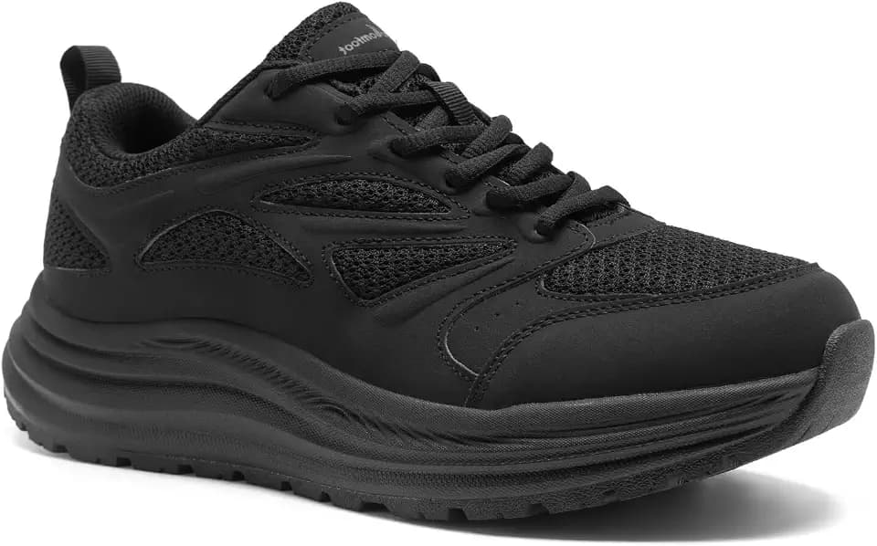 Men's Orthopedic Wide Toe Box Tennis Shoes: Comfort Arch Support Heel Spur Foot Pain Relief Heel Spurs Plantar Fasciitis Road Running Shoes, Travel Trekking Climbing Trail Sneakers Black Size 14