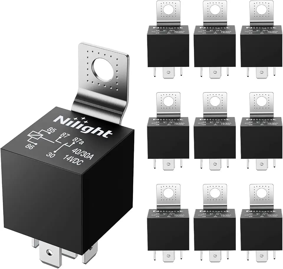 Nilight 10 Pack SPDT 5PIN Electrical Relays 12V 30/40 Amp 5-Pin Switch Relay for Automotive Car Truck Marine Boat