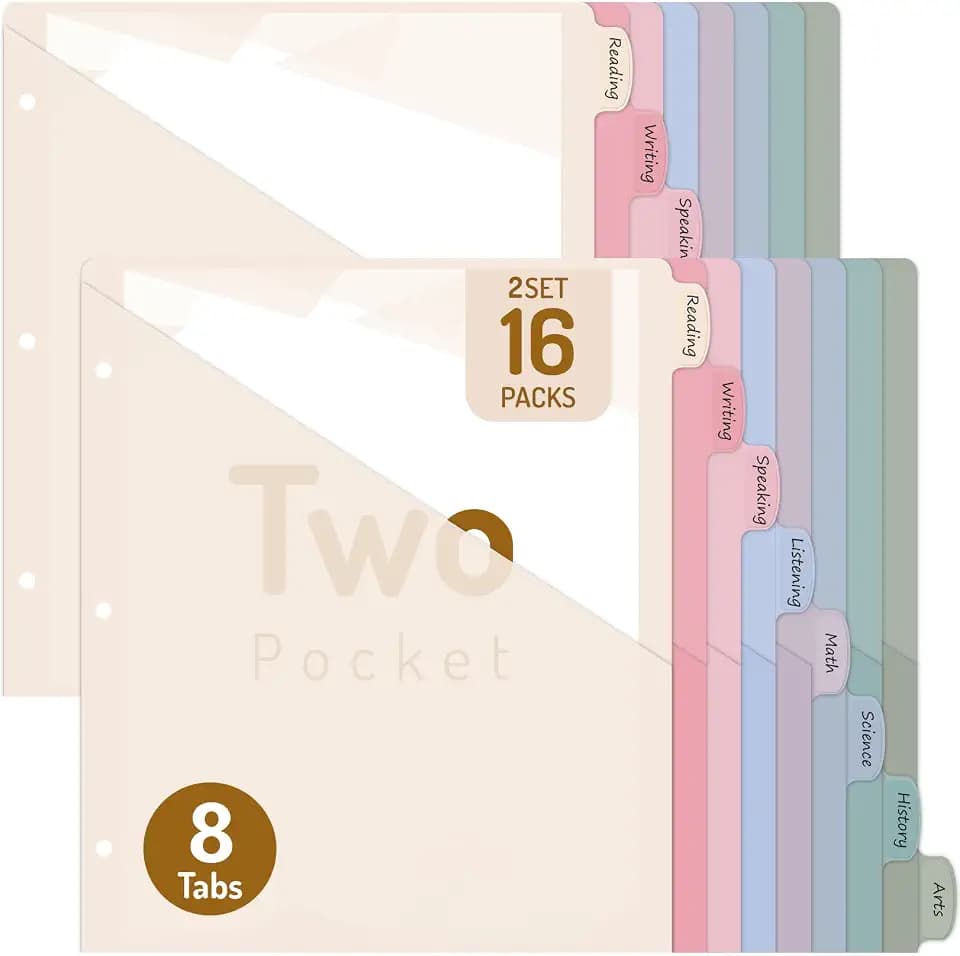 Forvencer 16 Counts Dividers with 2 Pockets, Binder Dividers with Tabs