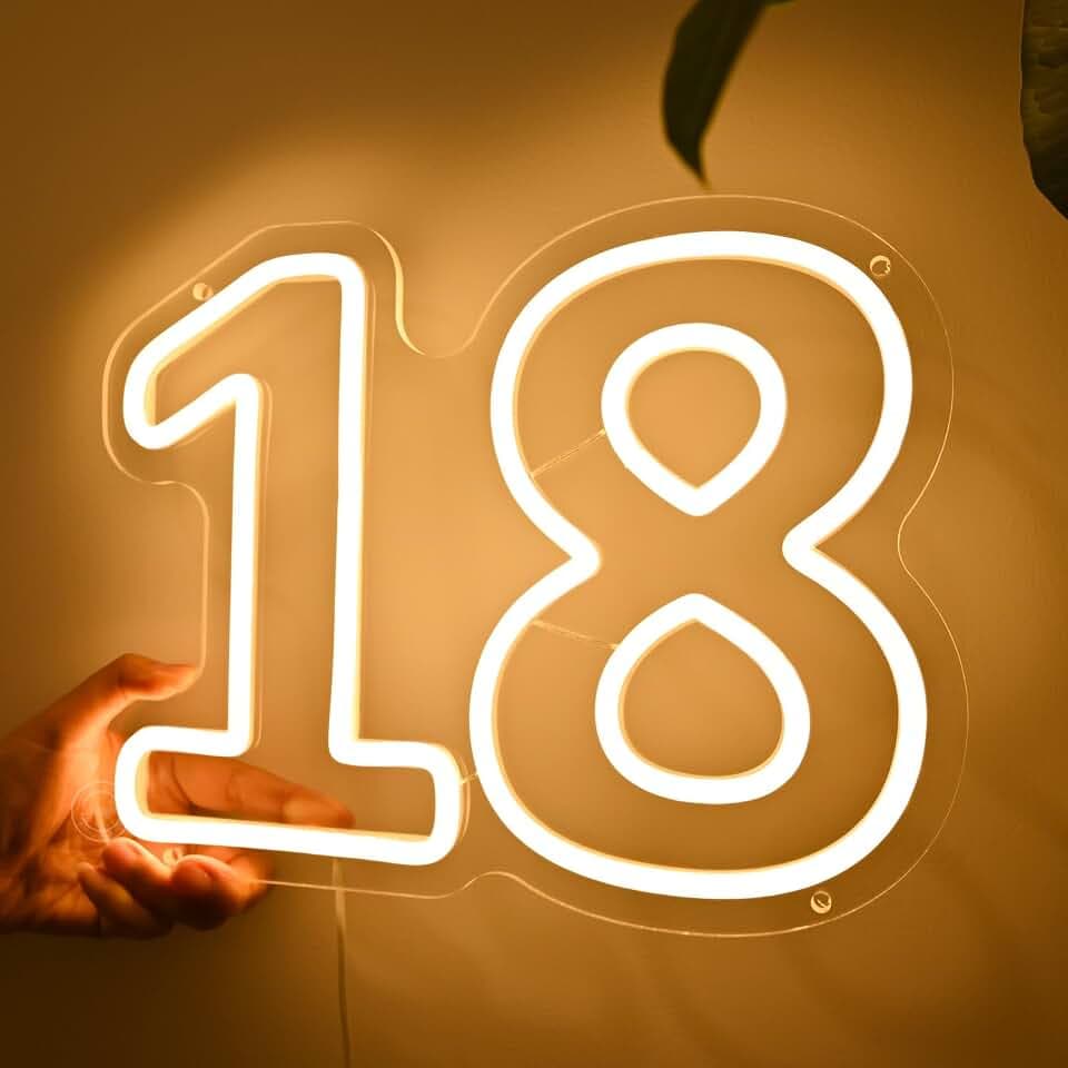 Britrio 18th Birthday Neon Sign Girl Boy 18 Years Old Party Decoration