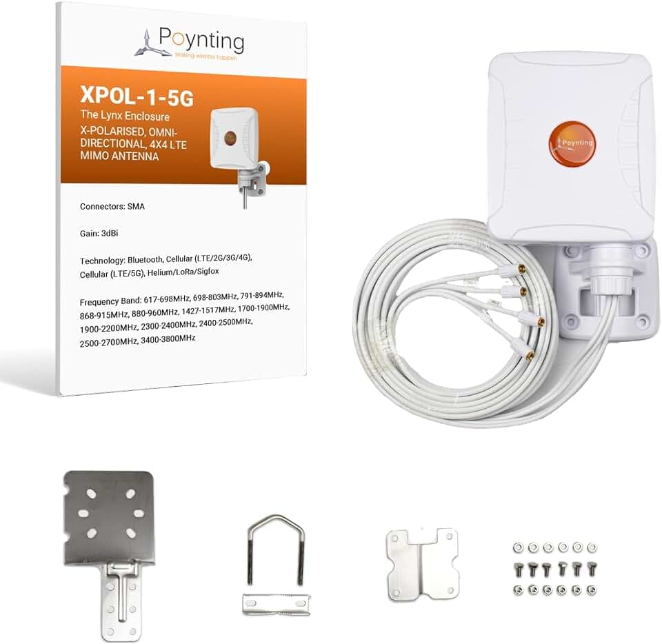 Poynting XPOL-1-5G Hotspot Omnidirectional Antenna | 4X4 MIMO | 617-3800 MHz | 4G/LTE 5G | 3.5dBi | SMA (M)