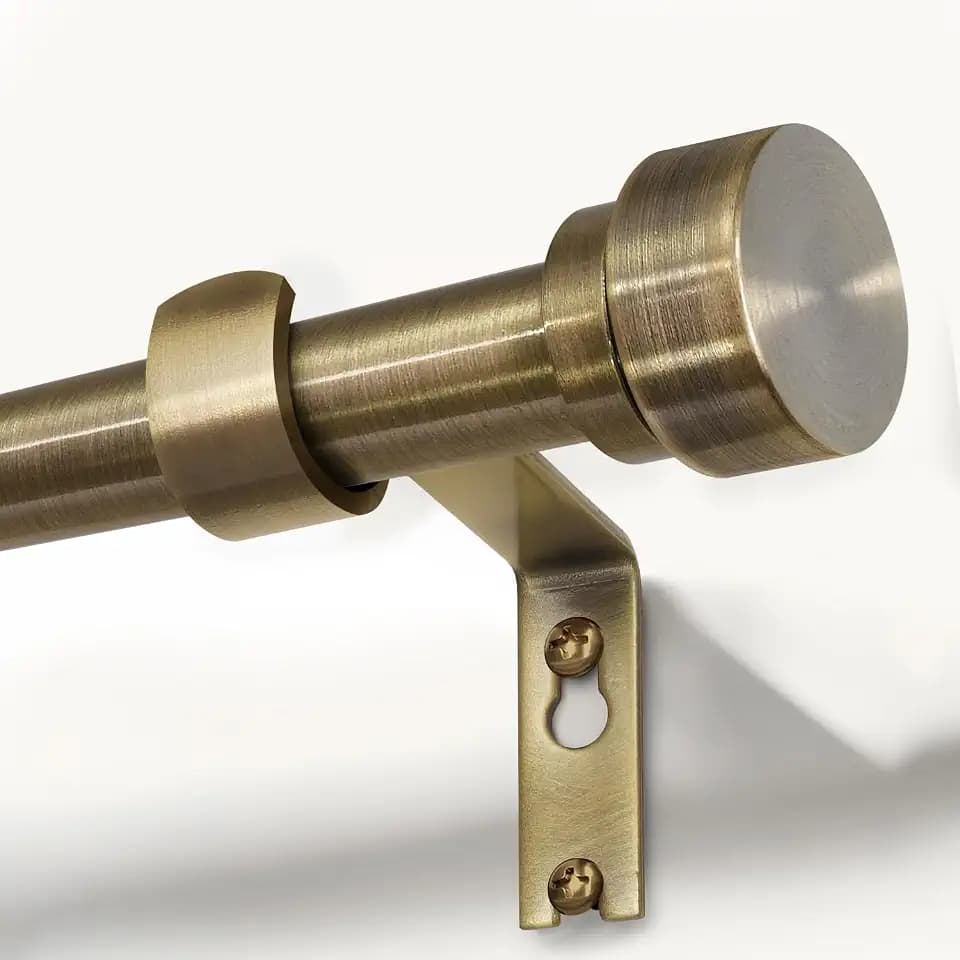 Lootkell Antique Bronze Curtain Rods for Windows 48 to 84 Inches Adjustable Length Heavy Duty 1" Diameter Window Curtain Rod with Solid Metal Finials for Outdoor Farmhouse Bedroom Kitchen Living Room