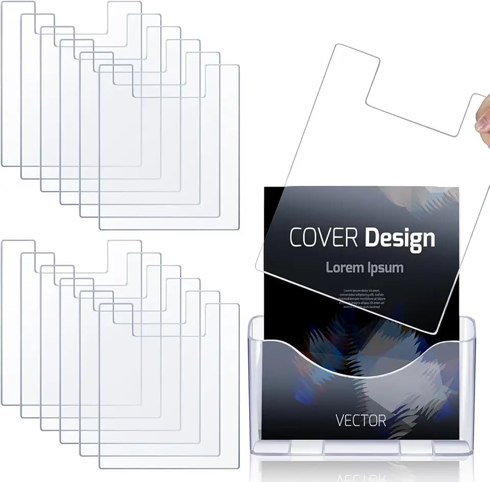 Teenyyou 12 Pack 8'' x 10'' Clear Acrylic Literature Shield for 8.5''x11'' Brochure Magazine Holders Clear Brochure Holders Shield to Keep Papers from Falling Forward for Market Store Shopping Office