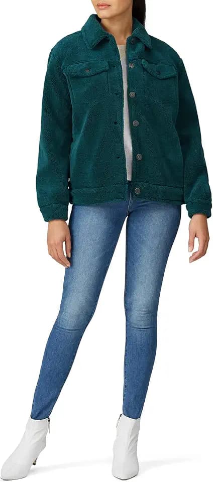 Scotch & Soda Women's Green Short Teddy Utility Jacket