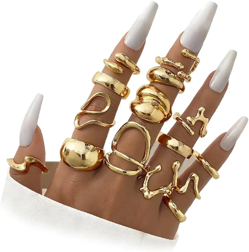 Gold Chunky Rings for Women Stackable Dome Statement Rings Sets