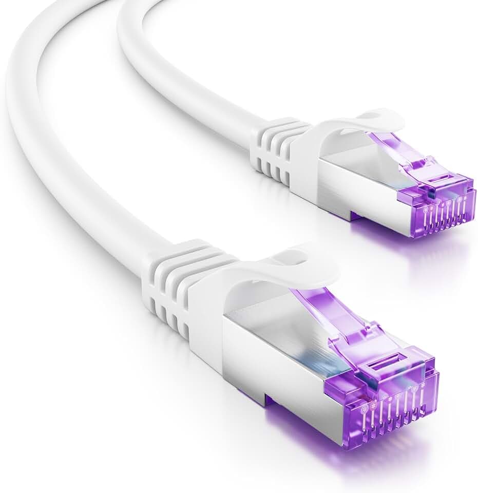 deleyCON 15m CAT7 Netzwerkkabel RJ45 10 Gigabit SFTP PiMF - Weiß