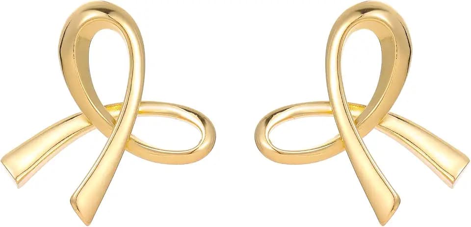 Gold-tone Cute Bow Earrings for Women,Statement Earrings for Women Jewelry Gifts (EA034)