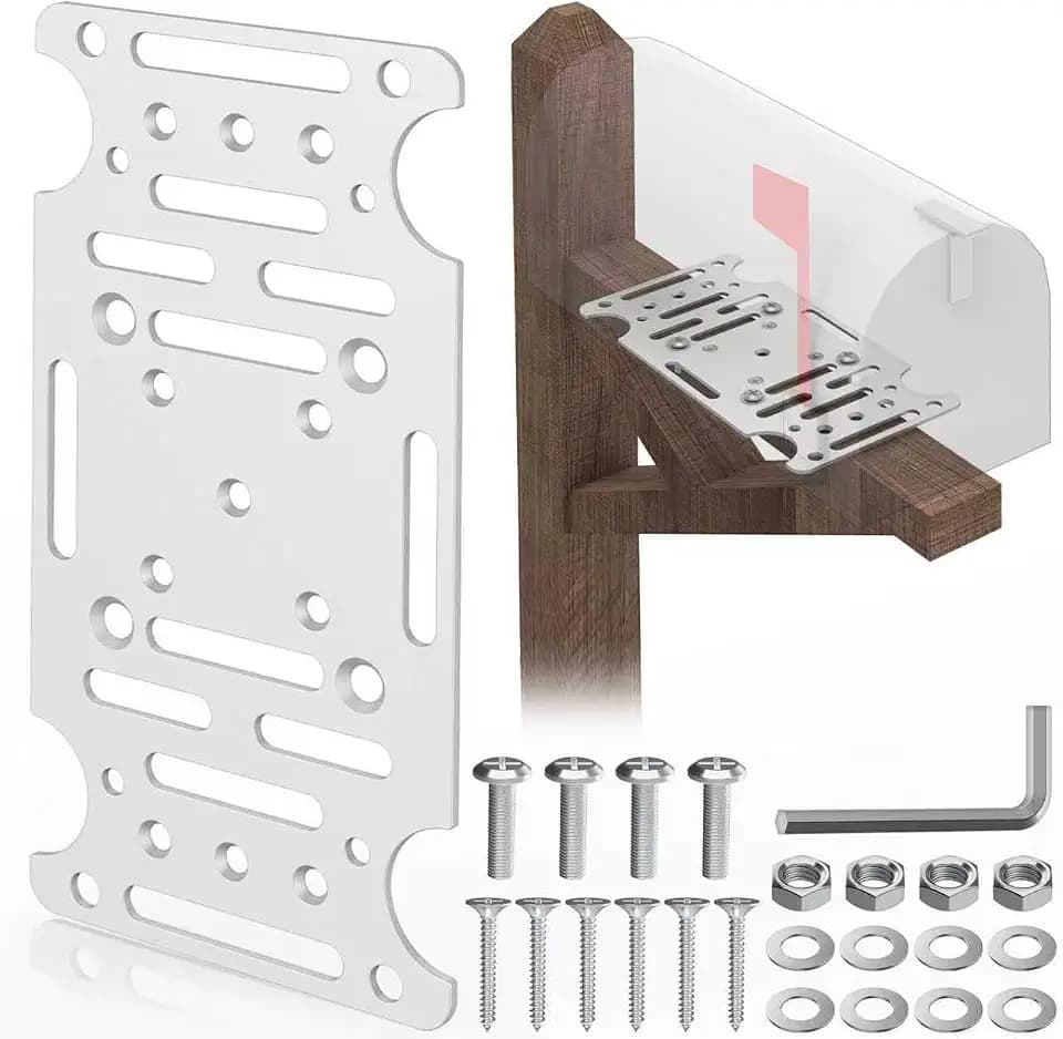 Mailbox Mounting Bracket, Heavy-Duty Plate for Post Mount Mailboxes, White