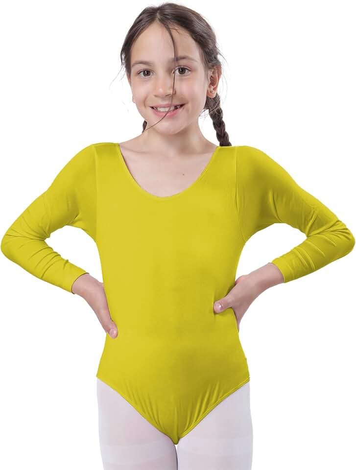 Carnavalife Mädchen-Body für Tanz, Ballett, Mädchen, langärmlig, Rundhalsausschnitt, Tanztrikot für Mädchen, für Tänzerin, Gymnastik
