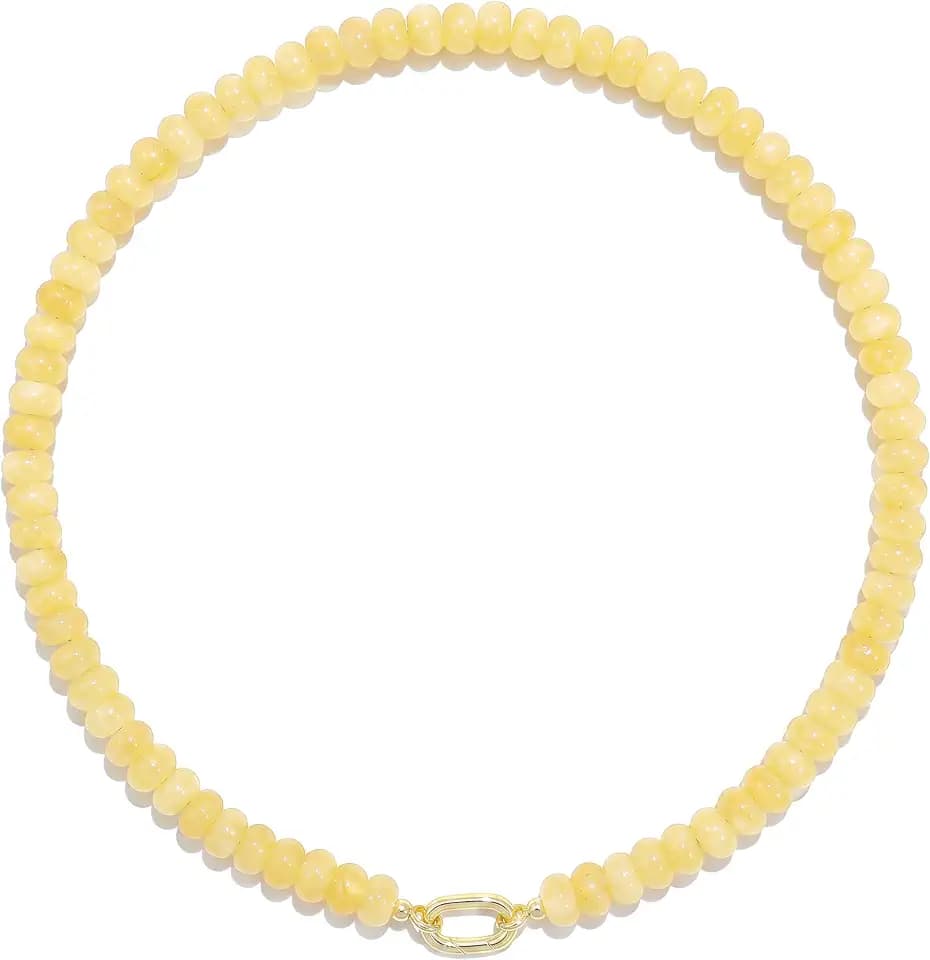 Beaded Natural Stone Necklaces for Women Choker Gemstone Bead Summer Beach Jewelry Necklace
