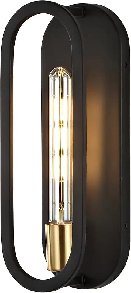 JONATHAN Y Emilia 4.75" 1-Light Wall Sconce Modern Metal, Black/Brass Gold