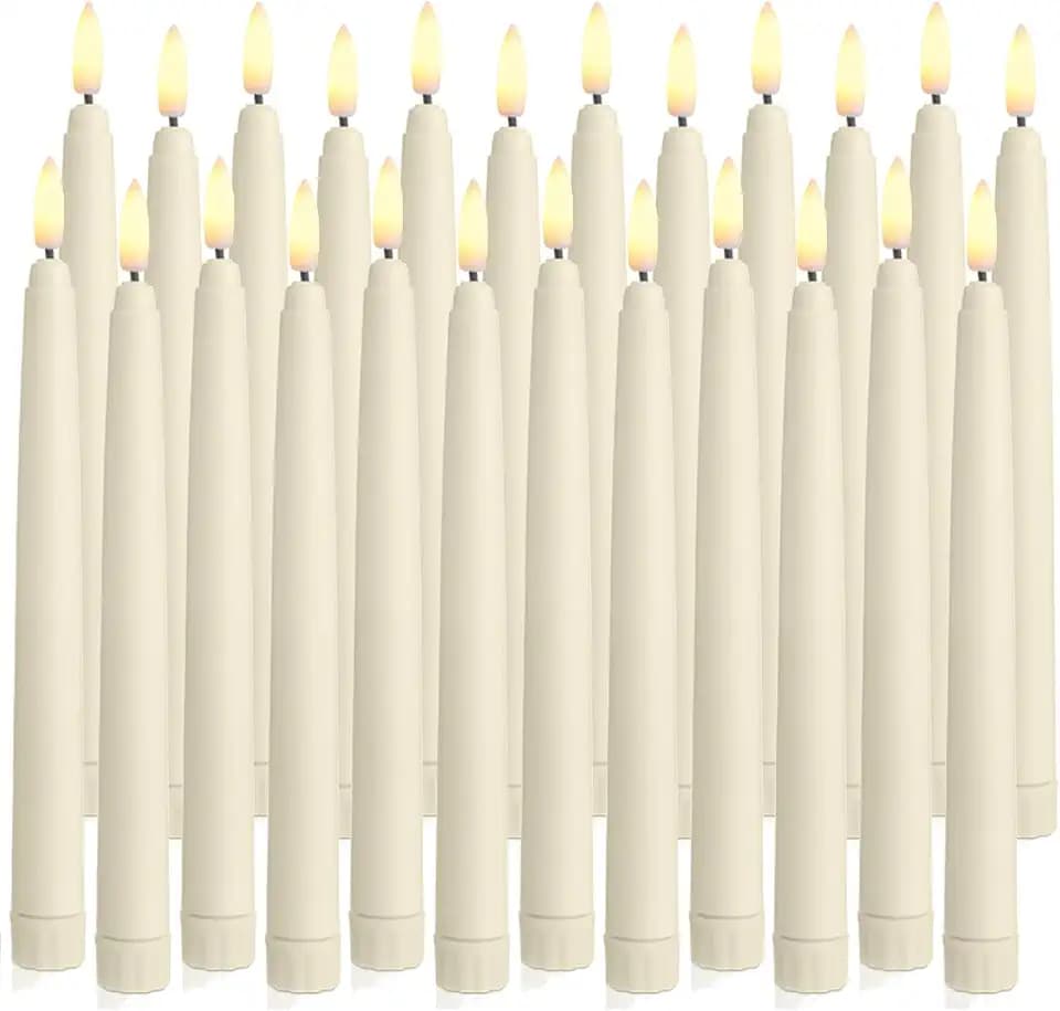 Baquler 24 Pcs Flameless Taper Candles LED Taper Candles Flickering Bulk