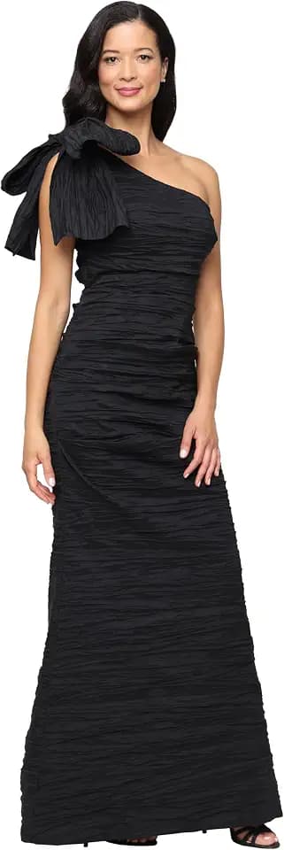 Alex Evenings Women's Long Cold Shoulder Dress, Wedding Guest, Prom, Formal Event (Petite and Regular Sizes)