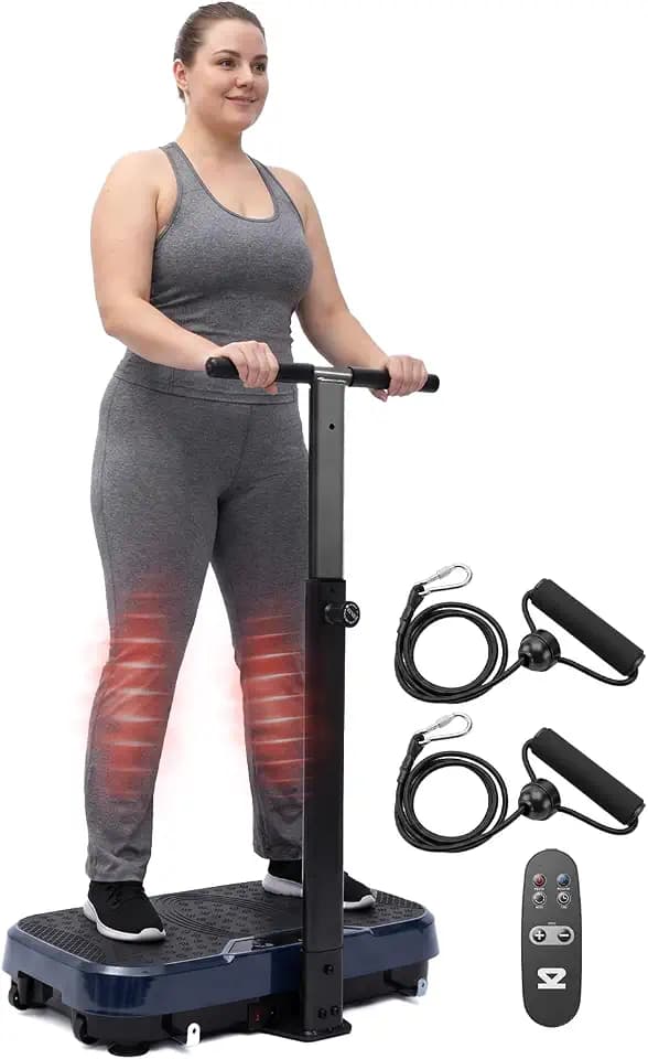 SQUATZ Vibration Plate Exercise Machine with Handlebar, Vibration Plate with Handles, 1-99 Speed Levels, 10 Preset Programs, Low-Impact Home Fitness Platform with Remote, Portable Design