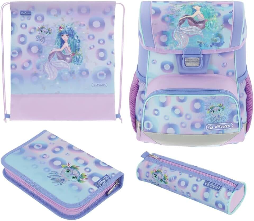 herlitz Schulranzen Set 4-teilig Loop 17 L Ergonomischer Tornister mit geringem Gewicht 1. Klasse Junge Mädchen Kinder