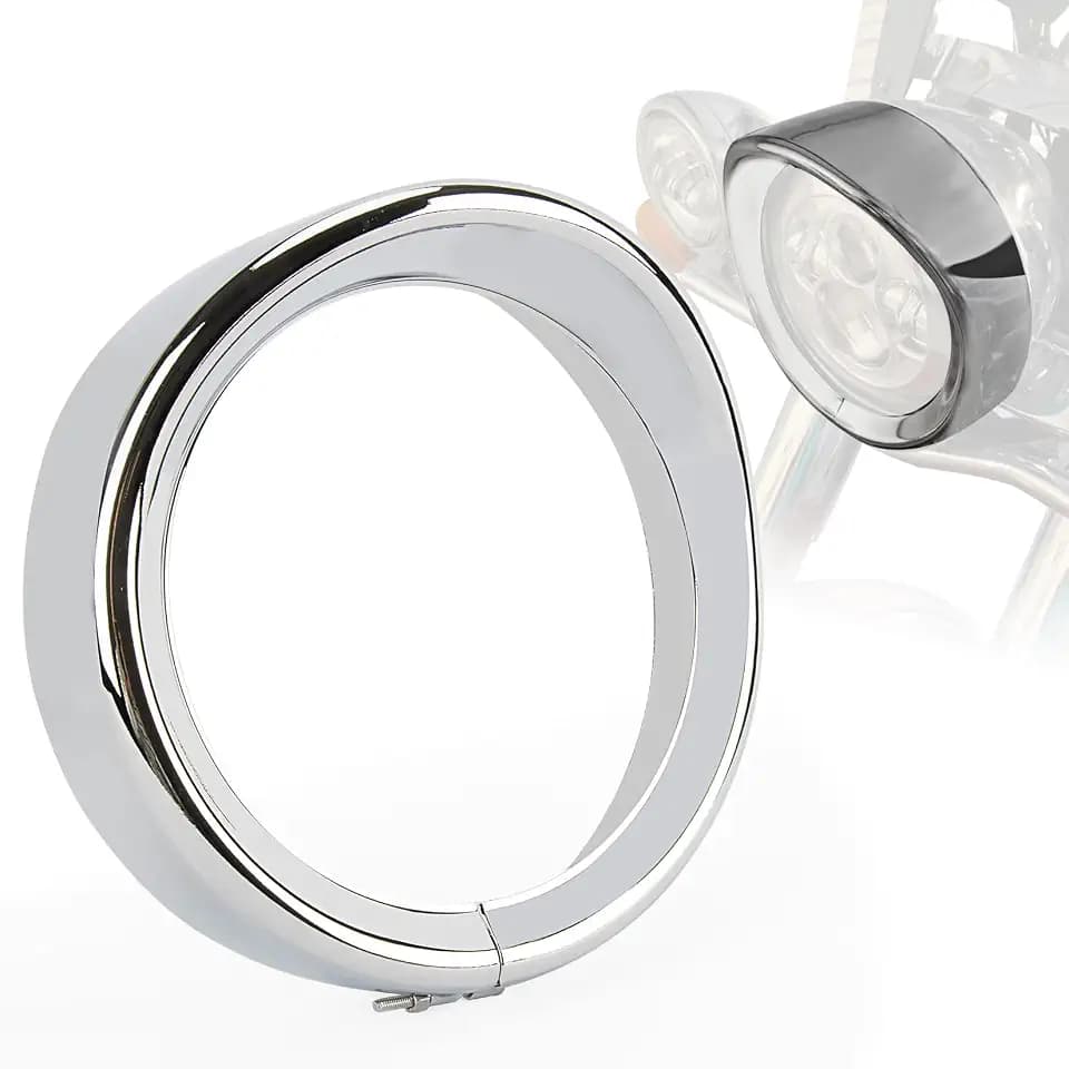 PSLER 7" Headlight Bezel Trim Ring Visor for Touring Matte Chrome