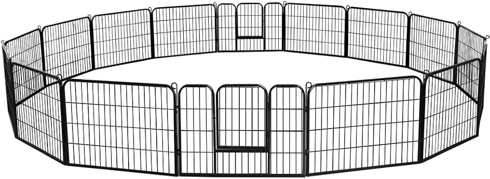 Yaheetech Welpenauslauf 16 Panele 60 cm hoch Metall mit 2 Türen