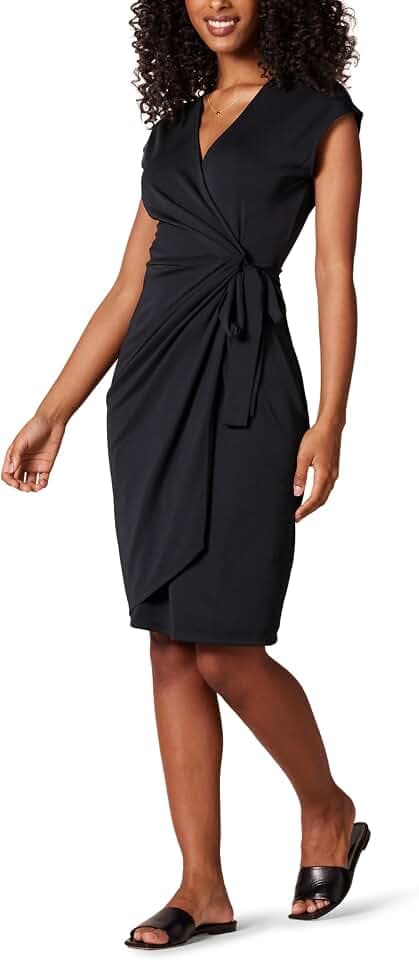 Amazon Essentials Damen Klassisches Wickelkleid mit Flügelärmeln (erhältlich in Übergröße)
