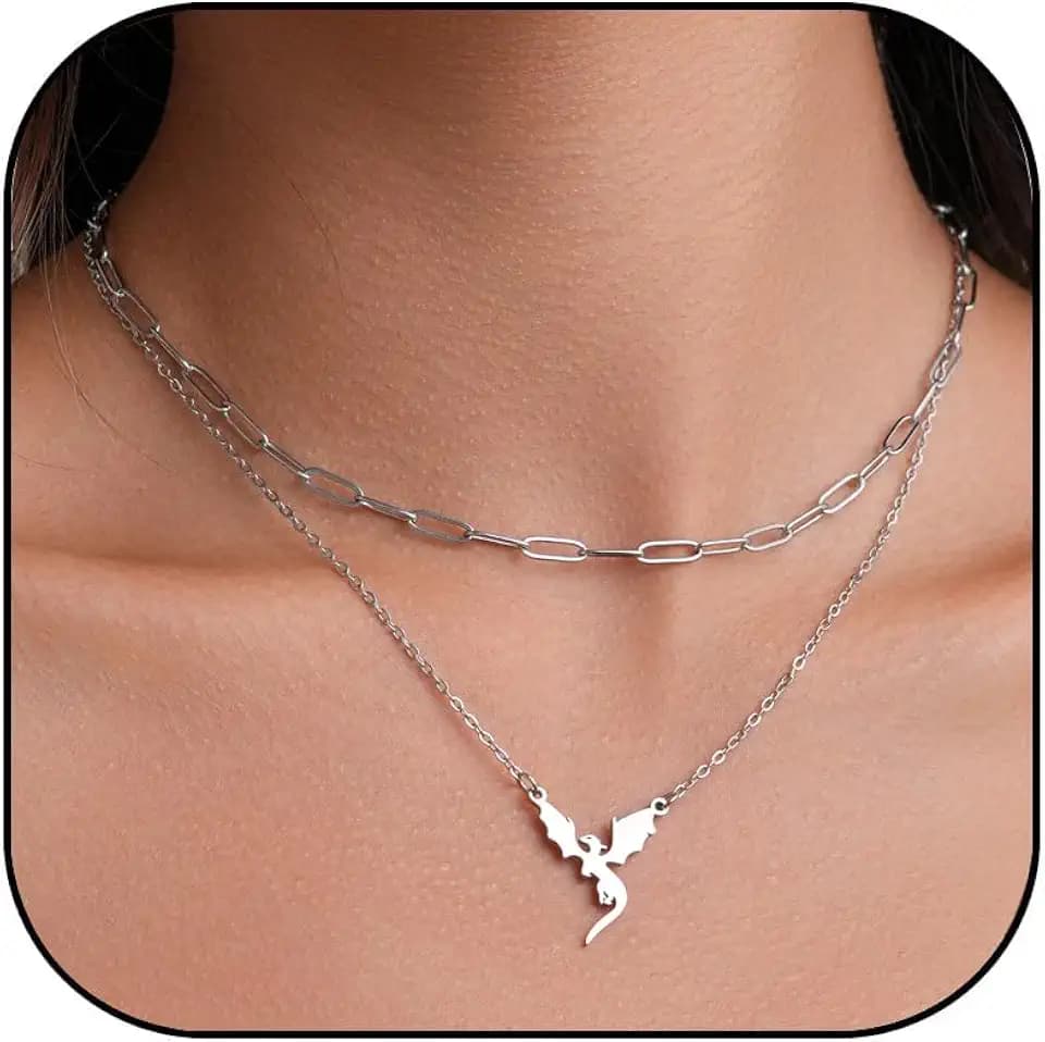 Dragon Stacked Necklaces for Women Gold Layered Paperclip Toothless Necklace Dragon Accessories Jewelry Gift