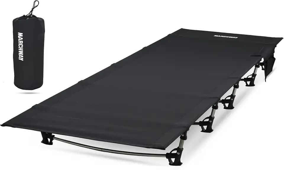 MARCHWAY Ultralight Folding Camping Cot Bed, Portable, Supports 275 lbs