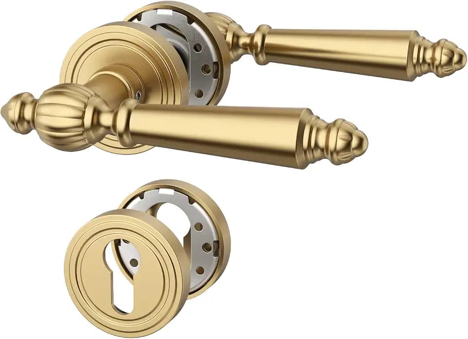 Amerdeco Türgriff Set Champagner Bronze aus Aluminium, PZ-Türbeschlag für Wohnungseingangs & Innentüren Türklinke Drückergarnitur UK0100