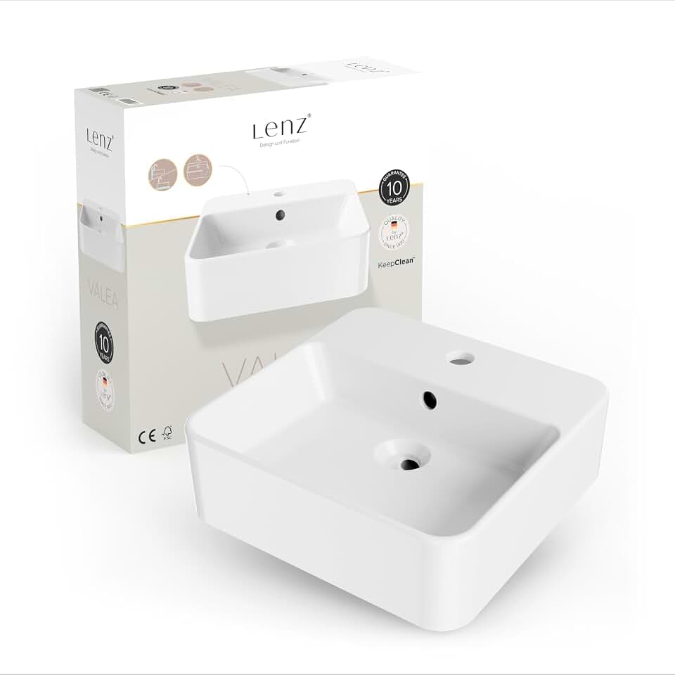 Lenz Handwaschbecken VALEA für Gäste-WCs und kleine Bäder – 40 cm x 38,5 cm