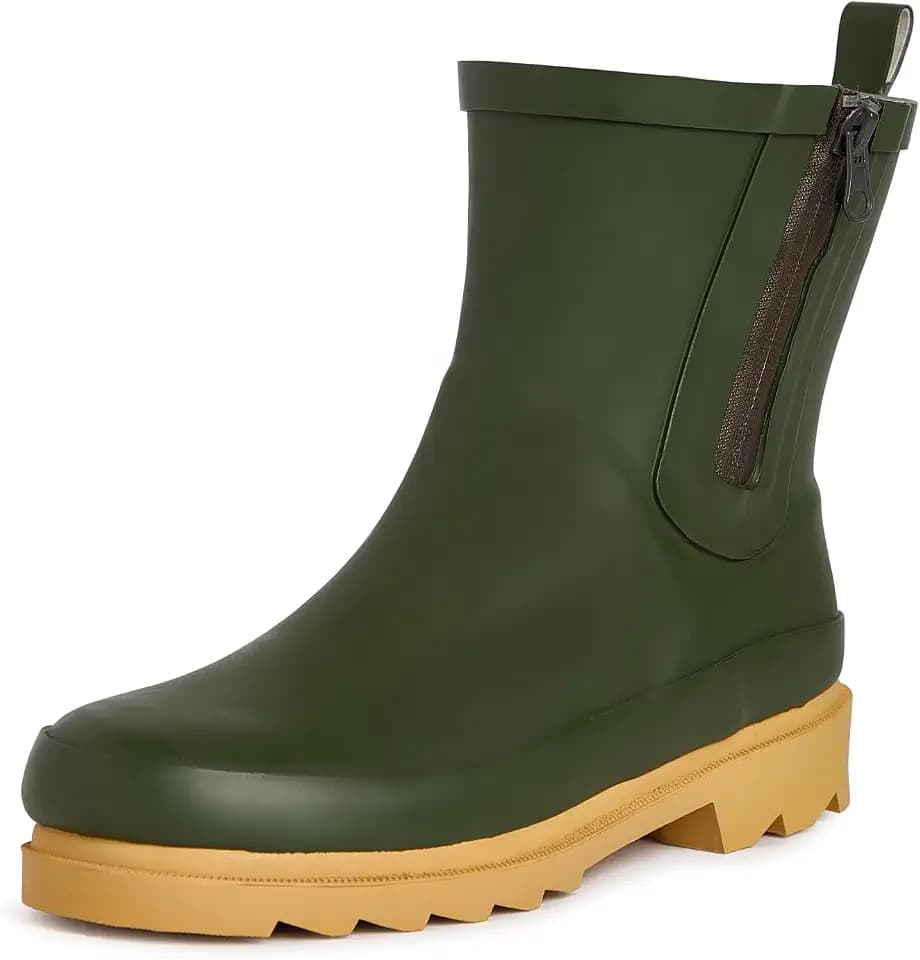 Laura Ashley Women's Snow and Rain Boots, Mid Cut Rubber Boots Waterproof Ankle Boots with Non Functional Side Zipper