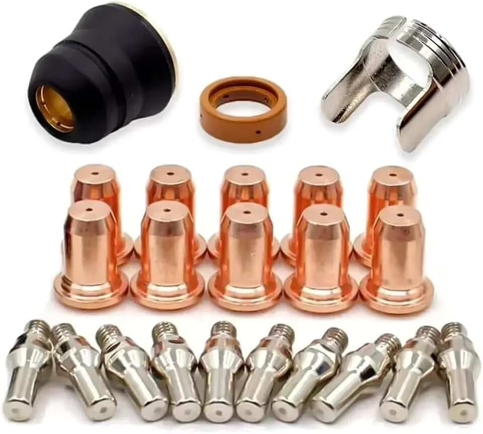 23 Stück PT-60-40 PT40 Plasmaschneidbrennerspitze 1,0 mm 51313 Elektrode 52582 Plasmaschneidtaschenlampe Plasmaschneiden
