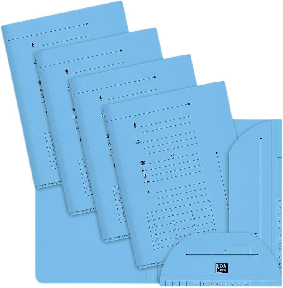 Oxford 100 Stück Unterlagen A4 Kapazität 200 Blatt Kraftpapier 240 g Pastellblau