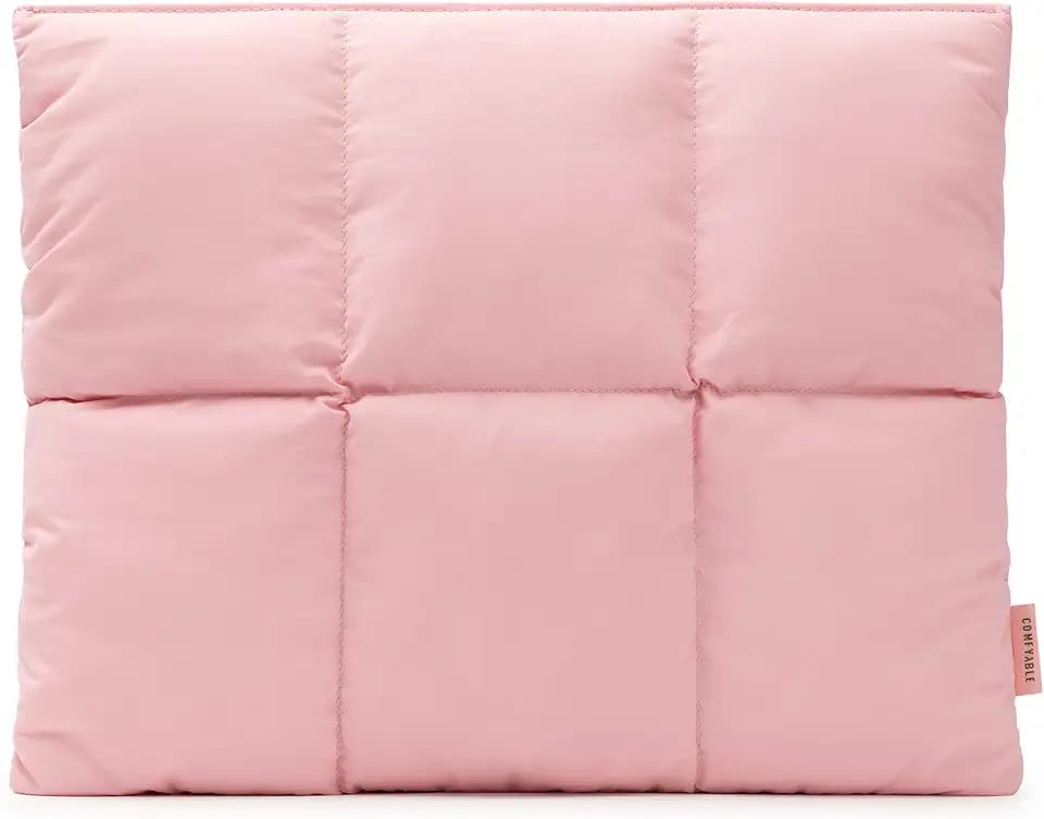 Comfyable Puffy Laptop Sleeve 13 Inch 14 Inch, Quilted Puffer Laptop Carrying Case for Women, Pillow Case Compatible with MacBook Air/Pro M5 M4 M3 M2 Pro/Max 2026, 13" MacBook Neo A18, Pink