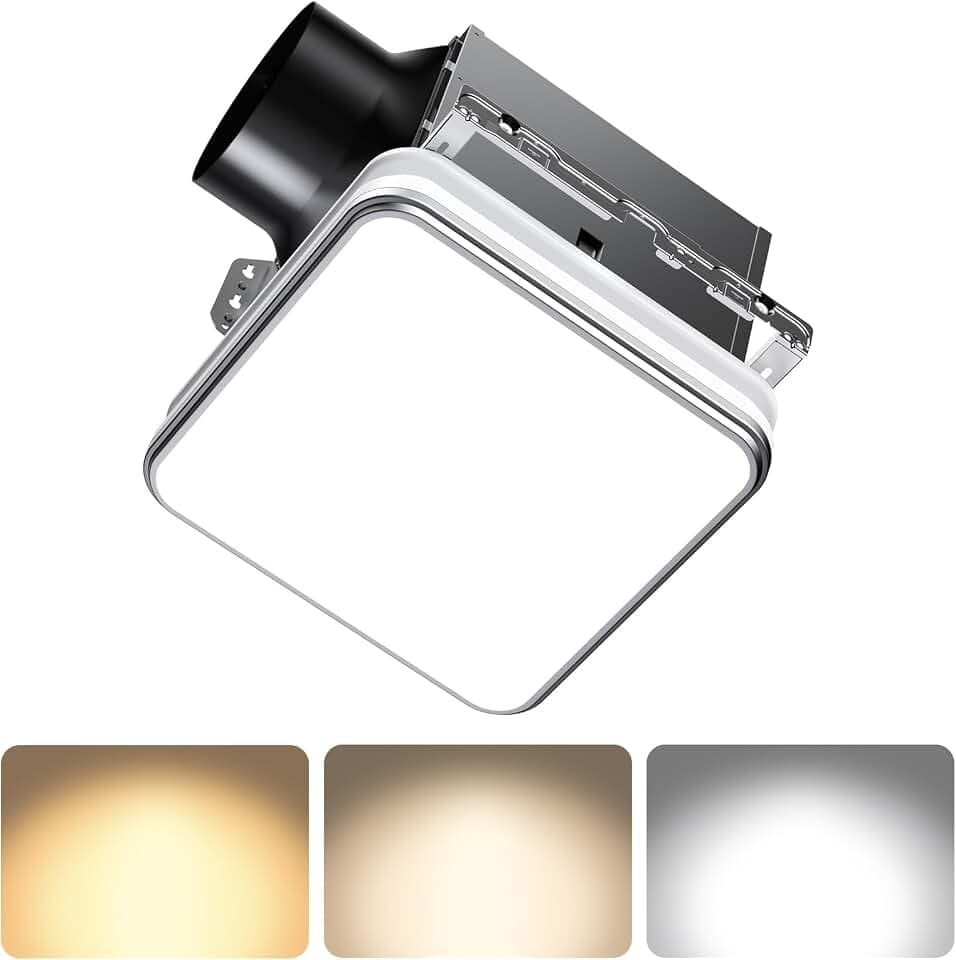 Consciot Bathroom Exhaust Fan with Light, 110/160CFM 1.0 Sones, 40W Household Ventilation Fan for Home, 1500lm Dimmable LED Light 3000K/4000K/5000K Selectable & Nightlight, White