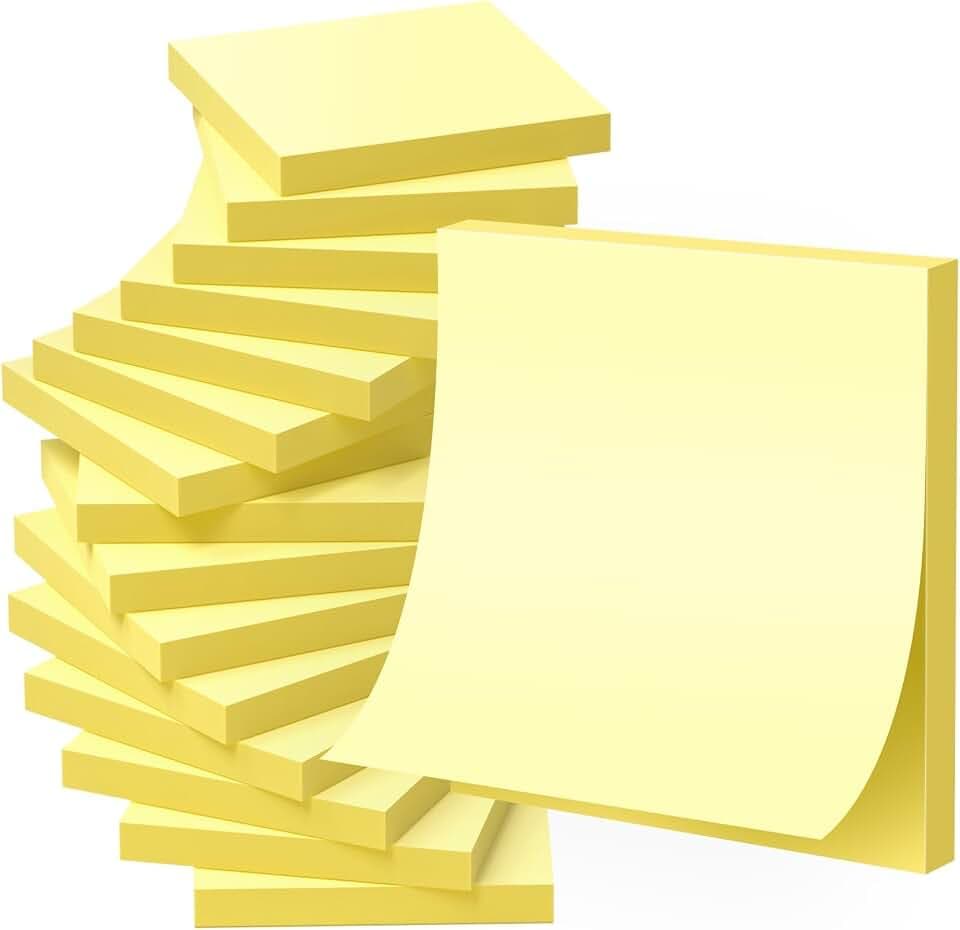 2400 Blatt Gelb Haftnotizen 76x76mm,Leicht zu Beschreiben für Büro, Schule