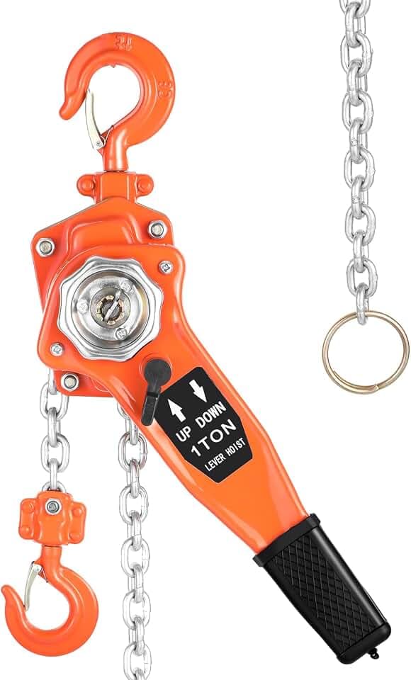 Lever Chain Hoist 1 Ton 2205LBS Capacity,10FT Lift Come Along,Manual Ratchet Chain Puller Hoist with 2 Hooks for Building Garages Warehouse Automotive Machinery