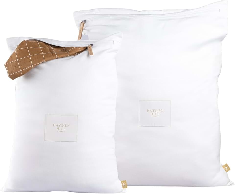 Hayden Hill Luxury Organic Cotton Travel Laundry Bags, Small & Large 2 Pack