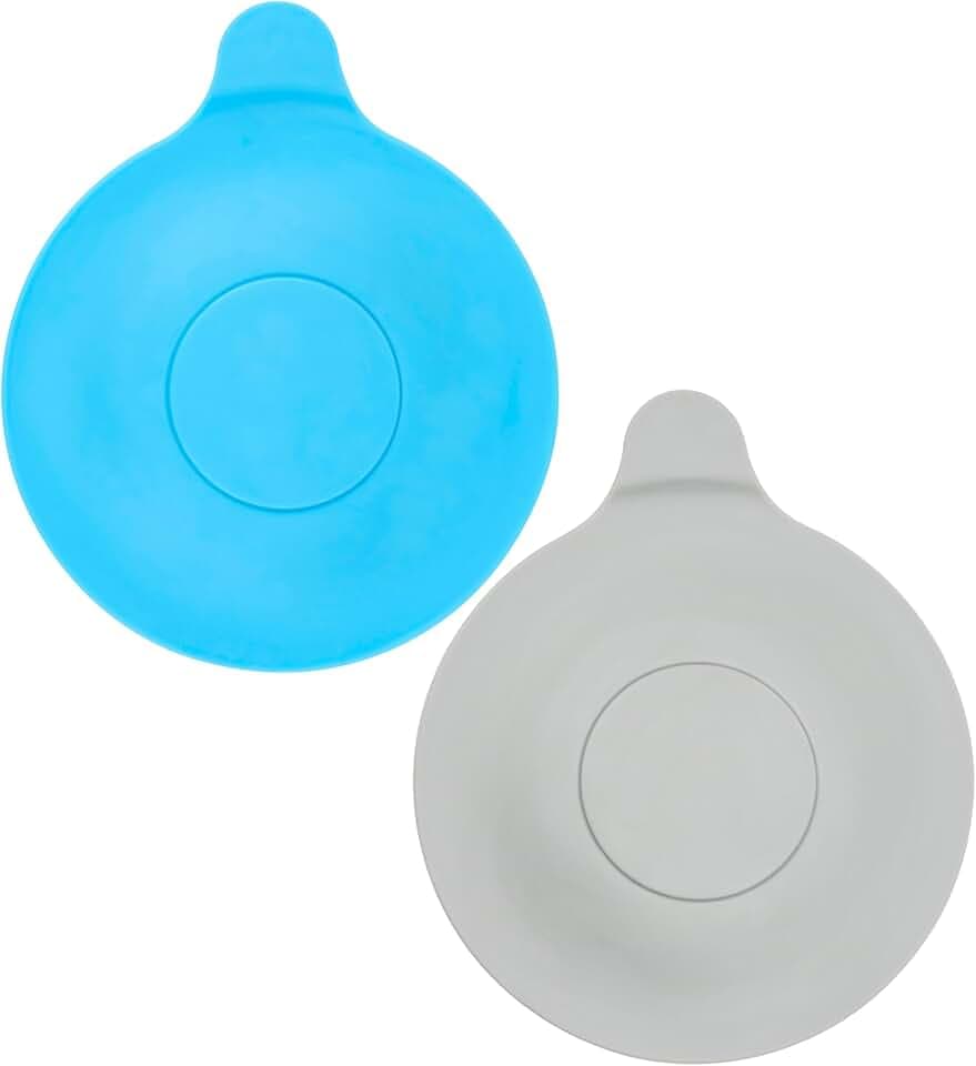 Universal Stöpsel, 2 Stück, Blau + Grau, Ø 13 cm Stopfen, TPR Abflussstopfen Dusche mit Saugnapf, Badewannenstopfen für bis Ø 90 mm Abflüsse, Ablaufstopfen für Badewanne, Dusche, Waschbecken, Spüle