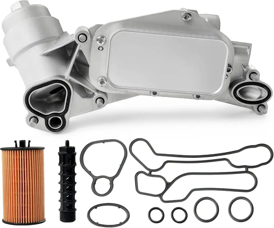 Upgrade Aluminum Engine Oil Cooler Filter Housing Assembly Adapter with Gasket Compatible with 2008-2019 Chevy Cruze Sonic Aveo Malibu, Buick Cascada, Pontiac G3, Saturn Astra 1.6 1.8L Replace 918-432