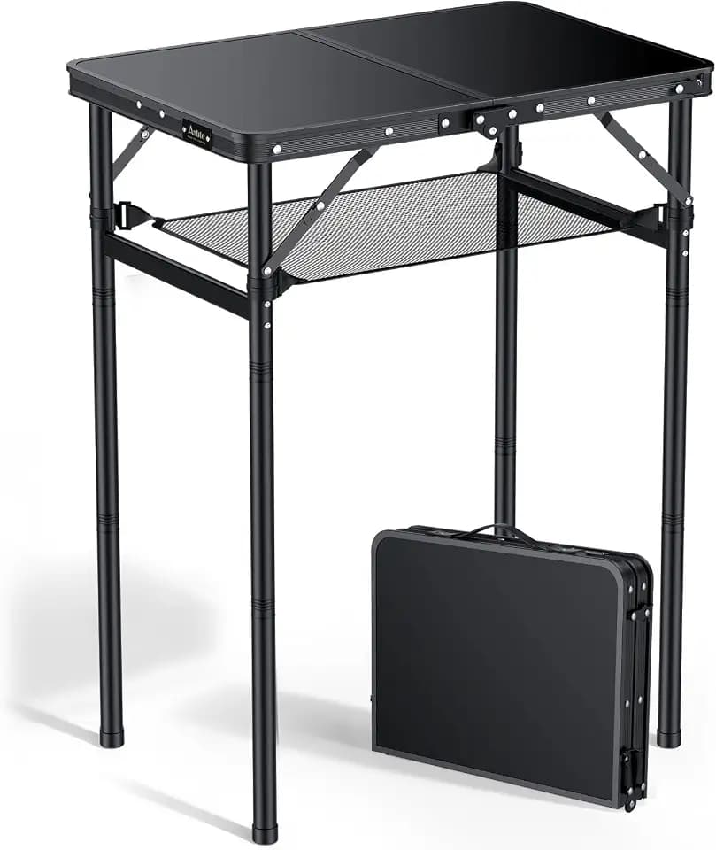 Anbte 2ft Folding Camping Table, 3 Adjustable Height Max 29.5", 23" x 16"