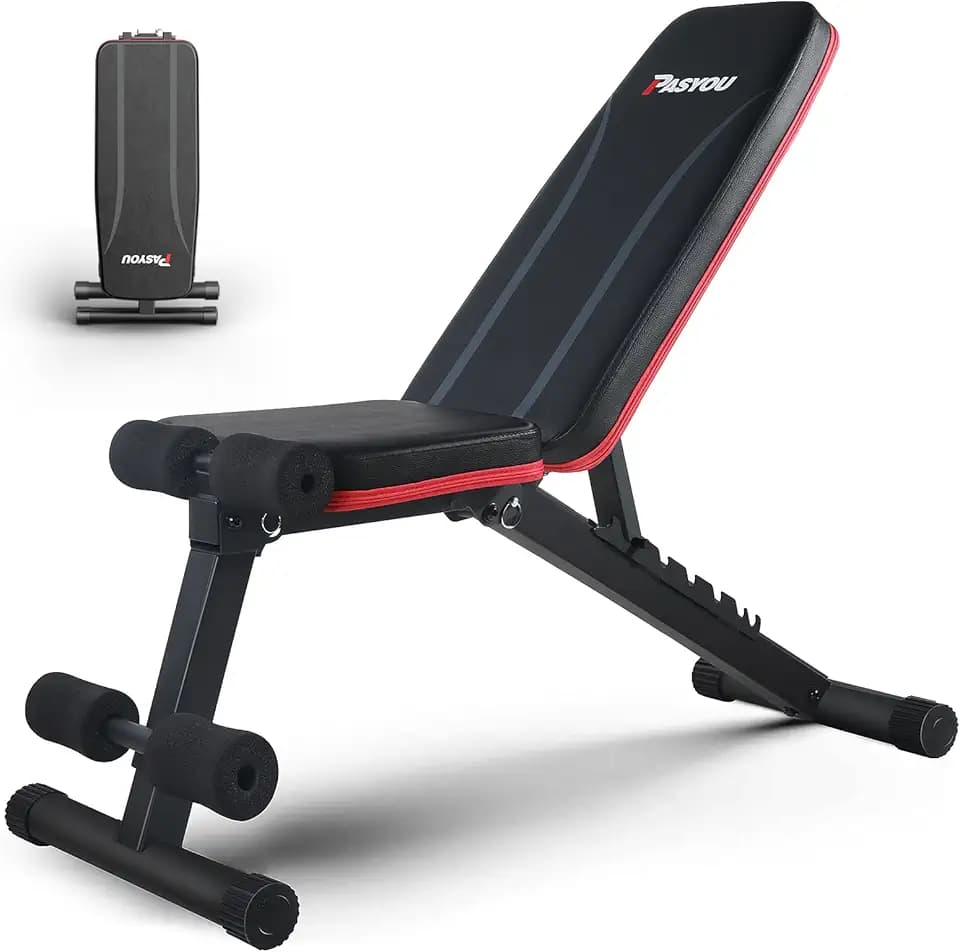 PASYOU Hantelbank Klappbar Verstellbar, Multifunktions Trainingsbank Schrägbank für Ganzkörper-workout，10 in 1 Fitnessbank für zu Hause oder im Fitnessstudio, 230kg Gewichtskapazität PA300