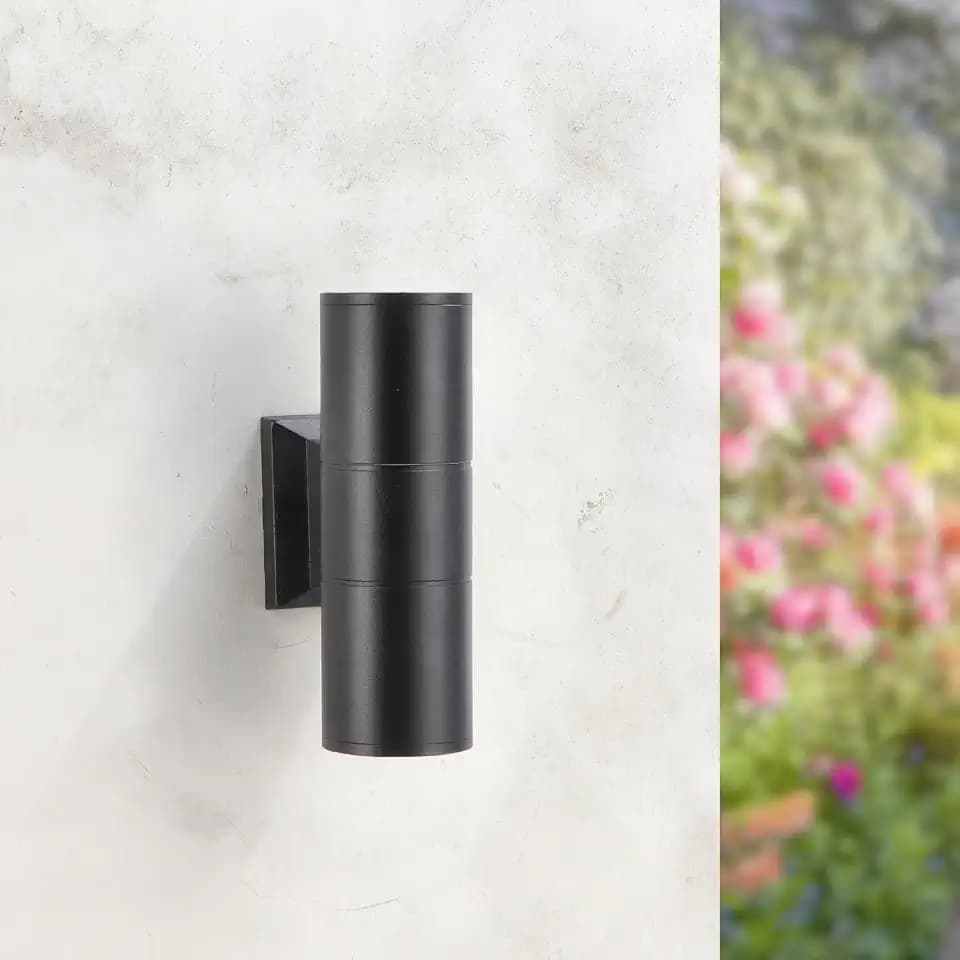 M Ledme LED-Solarleuchte für den Außenbereich, Black Eyes mit Bewegungs- und Dämmerungssensor, 800 lm, 1,3 W, IP44, natürliches weißes Licht (4000 K) für Garten, Terrasse, Fassade, Wand