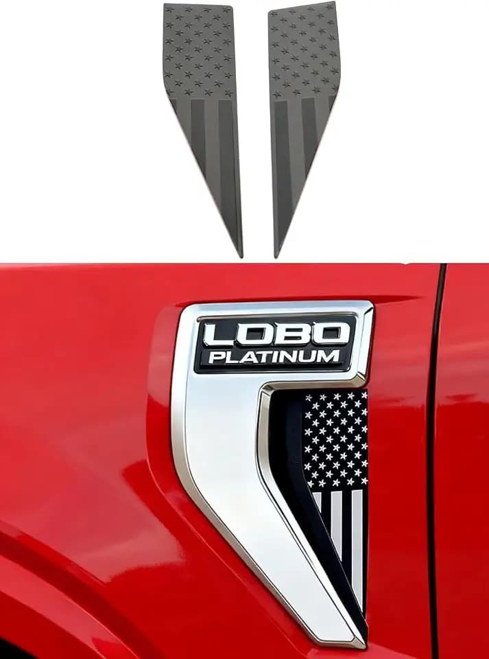 Pair Set American Flag Emblem Car Decal Compatible with 2021-2026 Ford F150 Accessories Custom Fit F150 Exterior Patch Decor Enhances Truck's Style (Glossy Black)