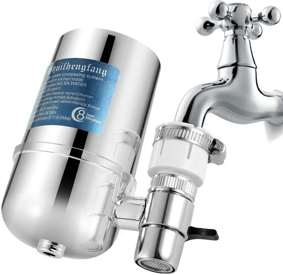 Wasserfilter Wasserhahn, Slickbox Prämie Wasser Filtersystem Tischwasserfilter mit Wasser Filterkartuschen, Küchenzubehör für Gesunder Lebensstil