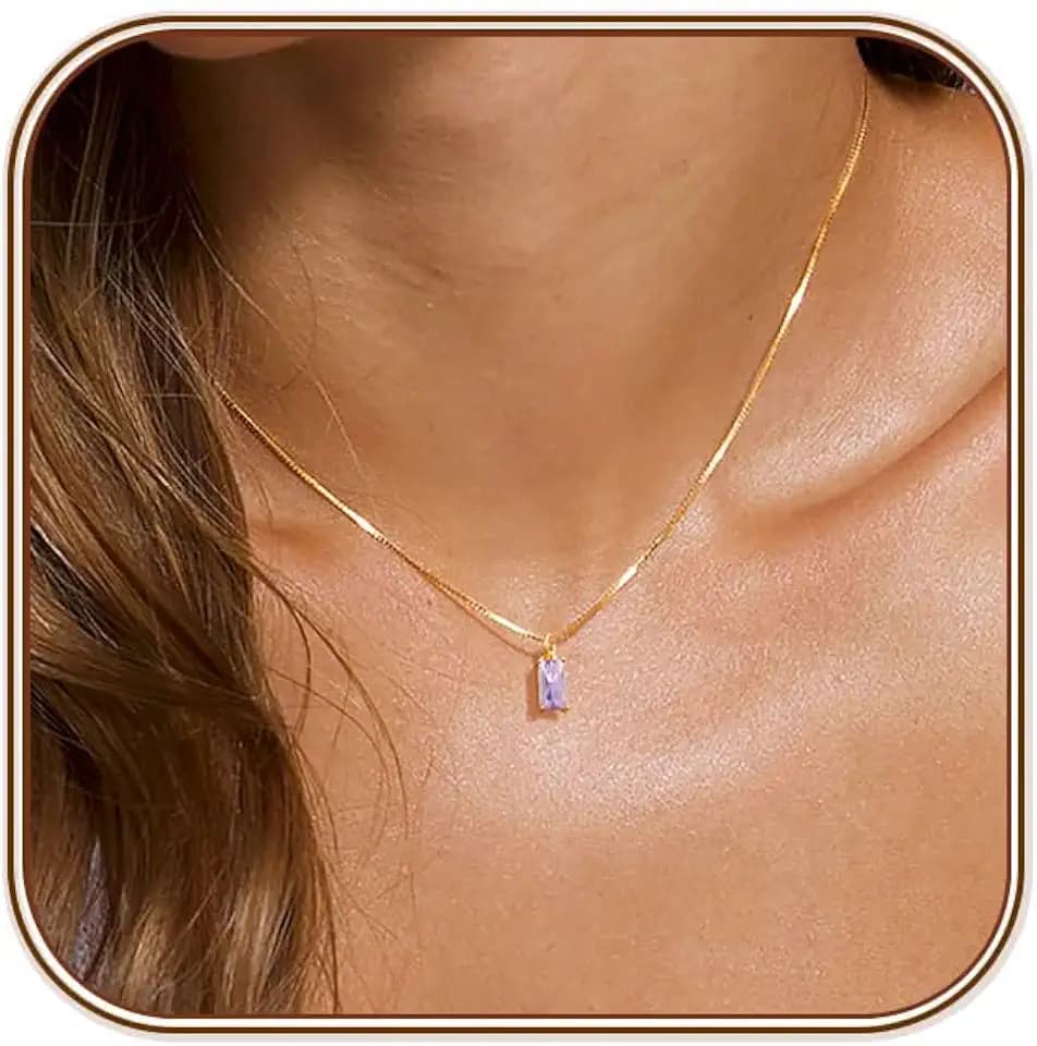 FUNEIA Dainty Gold Necklace for Women Trendy Birthstone Necklace Gifts