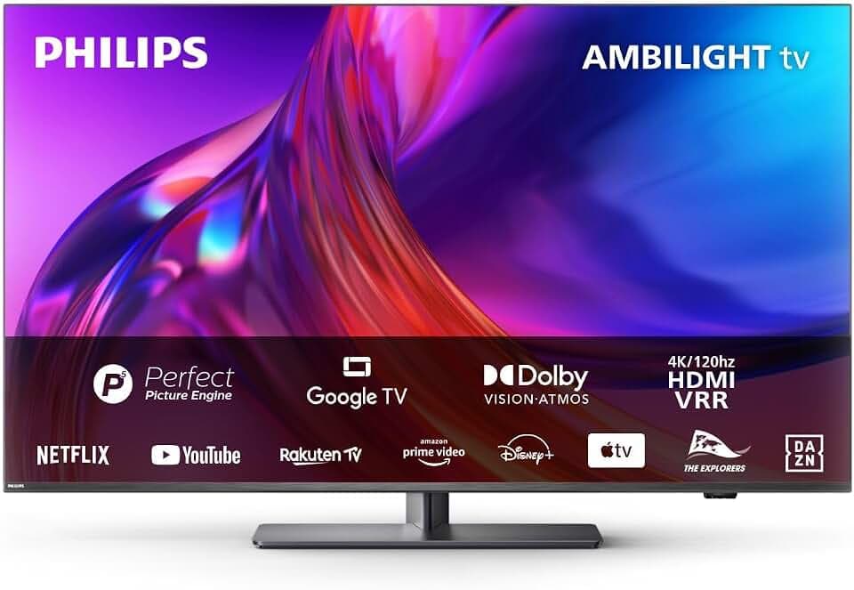 PHILIPS Ambilight TV | 65PUS8808/12 | 164 cm (65 Zoll) 4K UHD LED Fernseher | 120 Hz | HDR | Dolby Vision | Google TV | VRR | WiFi | Bluetooth | DTS:X | Sprachsteuerung