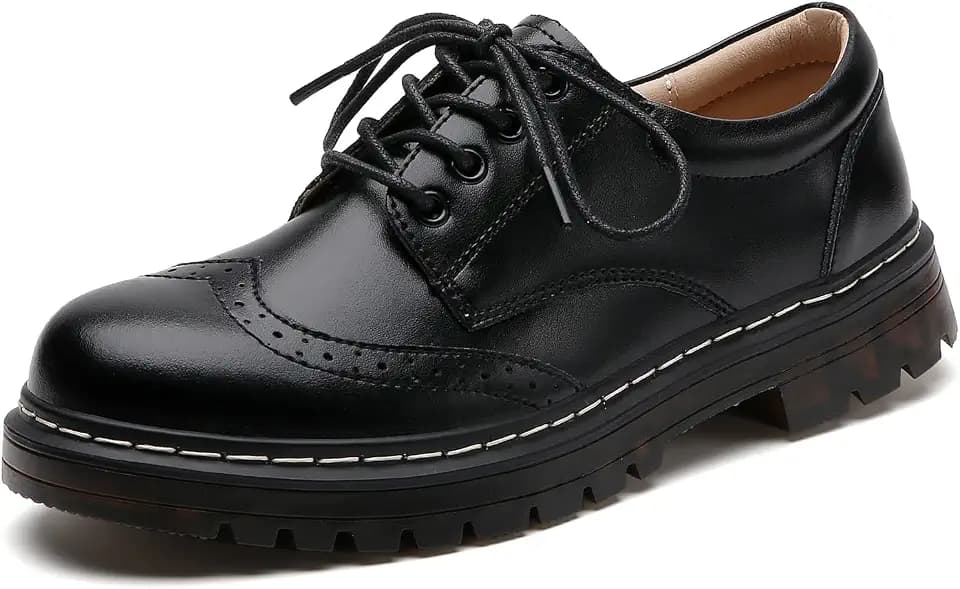 Women's Oxford Shoe,Wingtip Brogue,Non-Slip School Dress Shoes